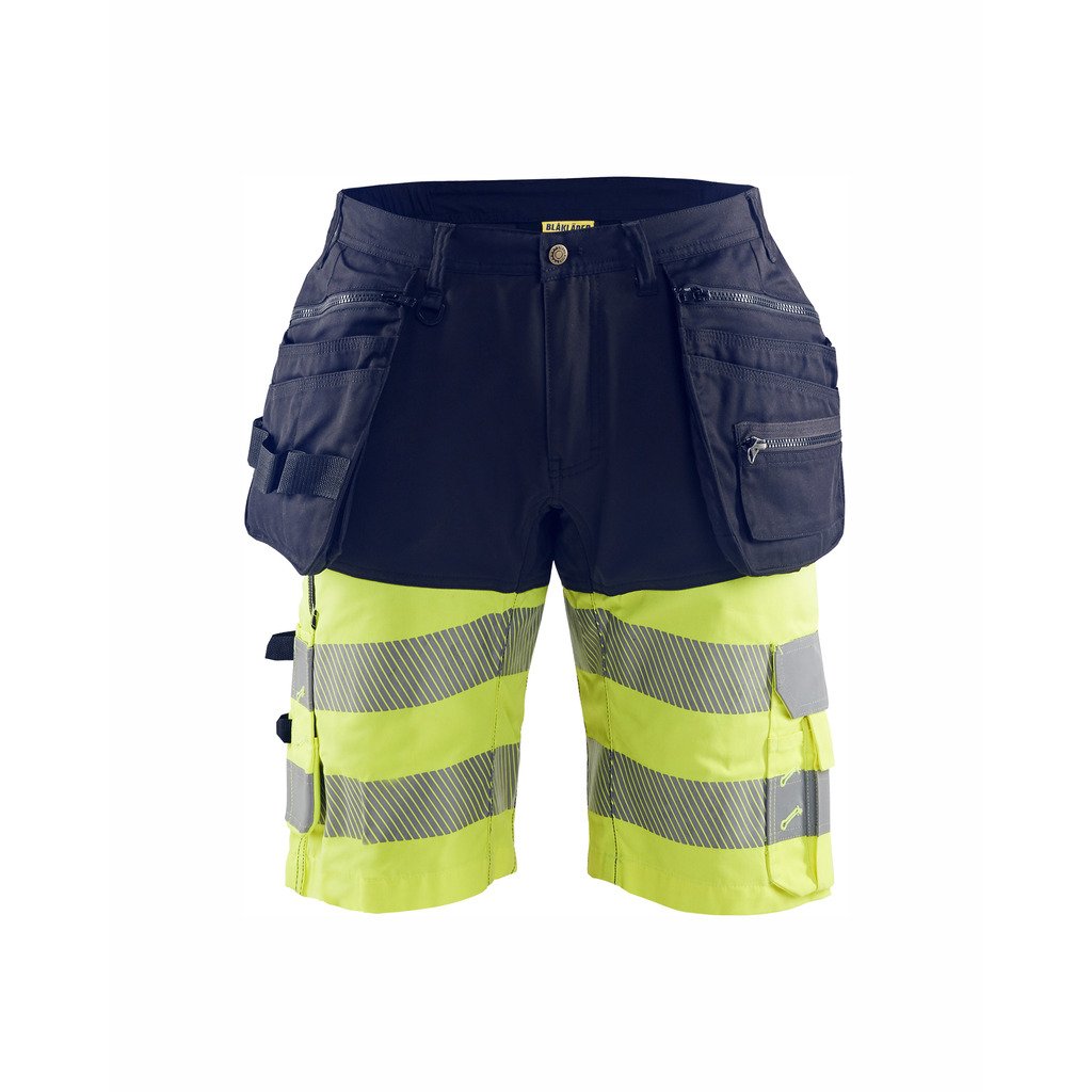 [159618118933C44] Varselshorts med stretch (C44, Marineblå/Varselgul)