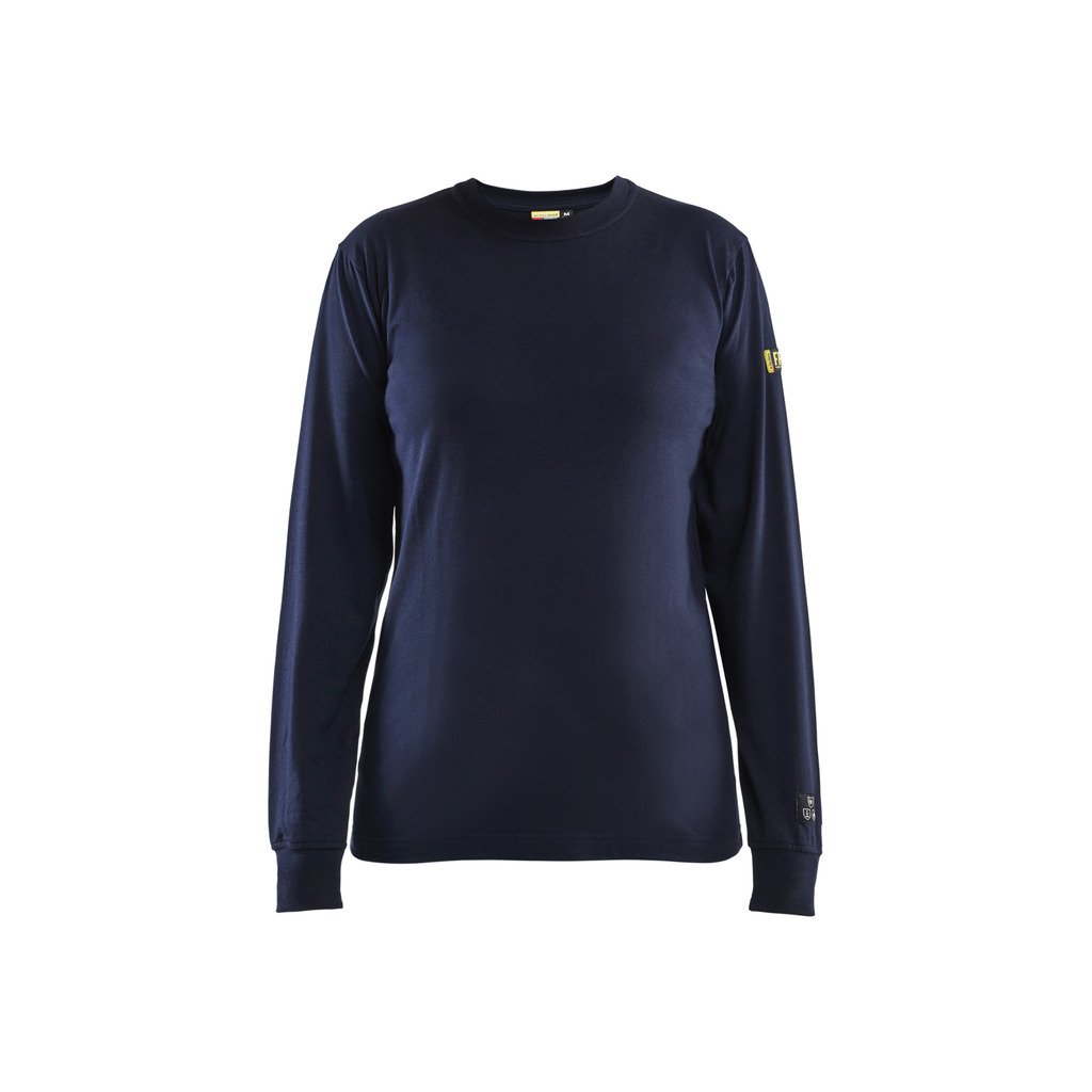[346717378900L] T-skjorte Langermet Flammehemmende Dame (L, Marineblå)