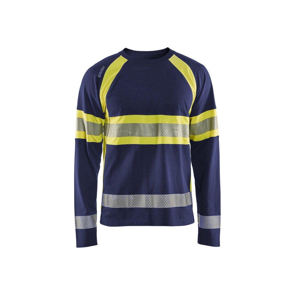 [3510103088534XL] T-skjorte langermet varsel (4XL, Marineblå/Oransje)