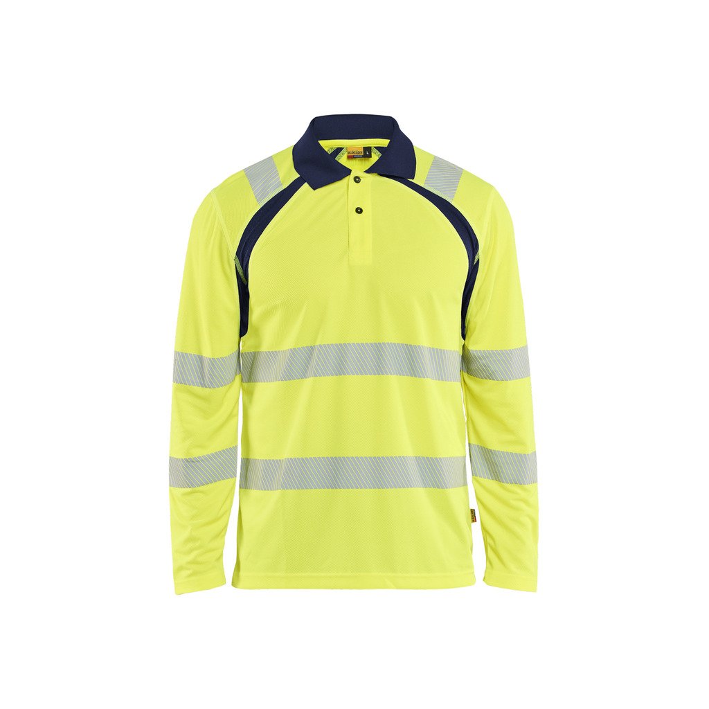 [3598101353894XL] Pikéskjorte Langermet UV-beskyttende Varsel (4XL, Oransje/Marineblå)