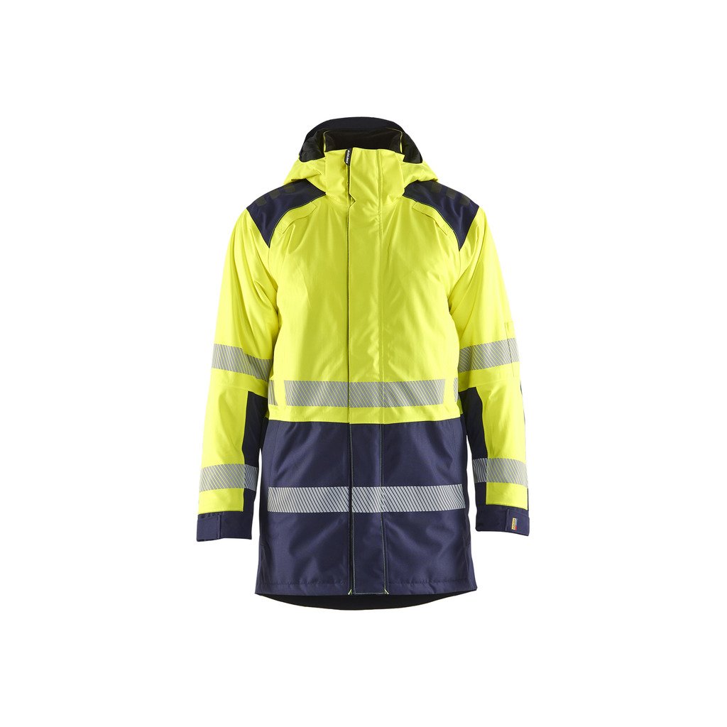 [4457198753894XL] Vinterparkas Varsel (4XL, Oransje/Marineblå)