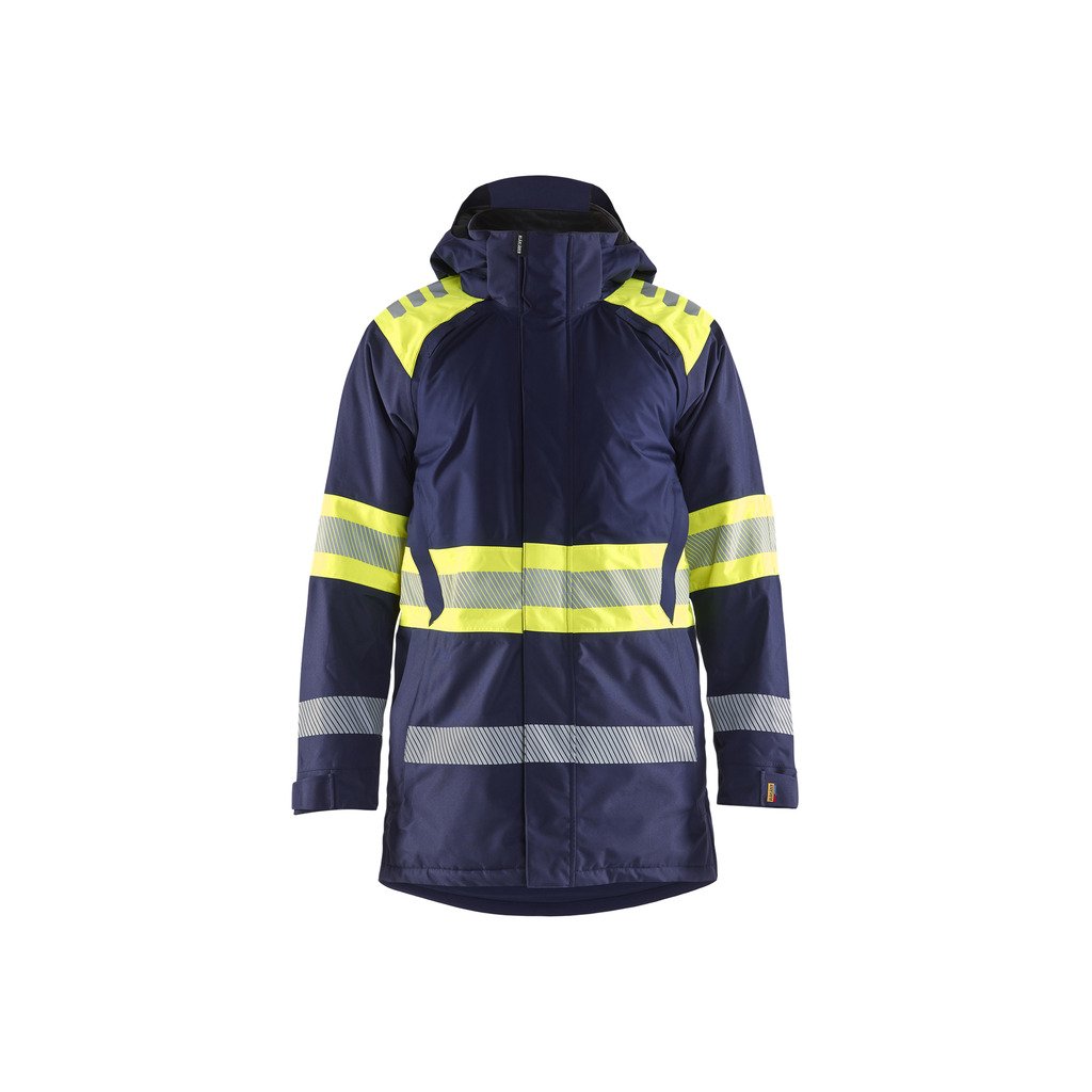[4485197789534XL] Vinterparkas Varsel (4XL, Marineblå/Oransje)