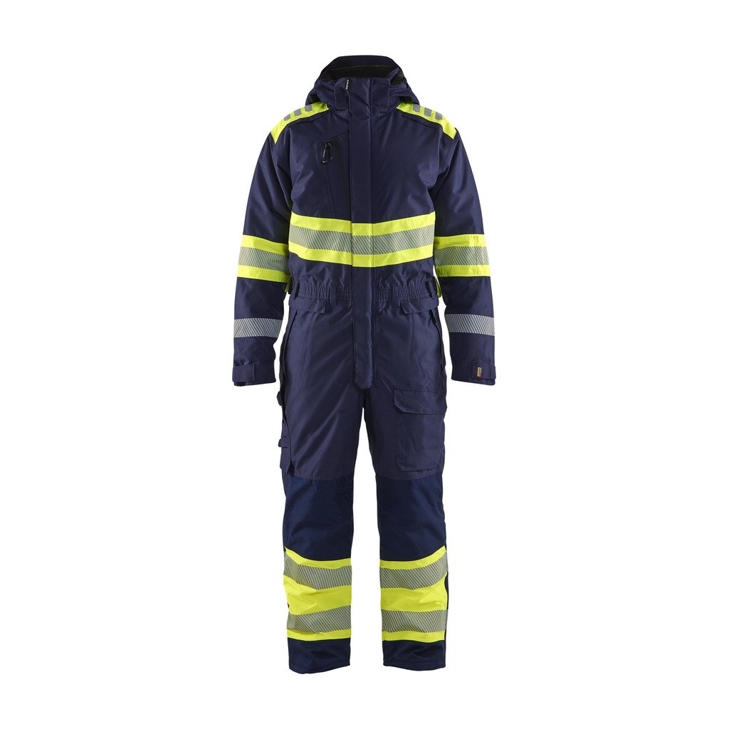 [6720197789334XL] Vinterkjeledress Varsel (4XL, Marineblå/Varselgul)