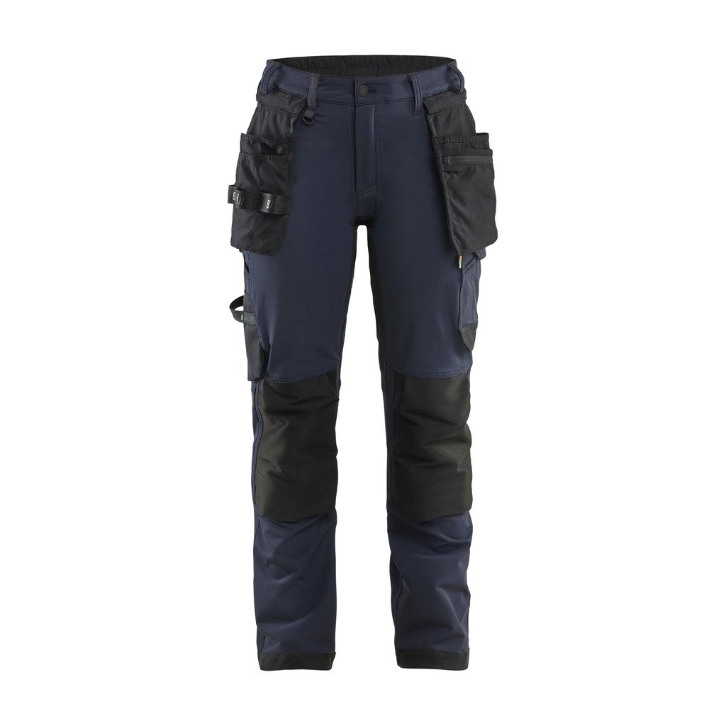 [712116459699C32] Håndverksbukse 4-veisstretch med avtagbare verktøylommer Dame (C32, Mellomgrå/svart)