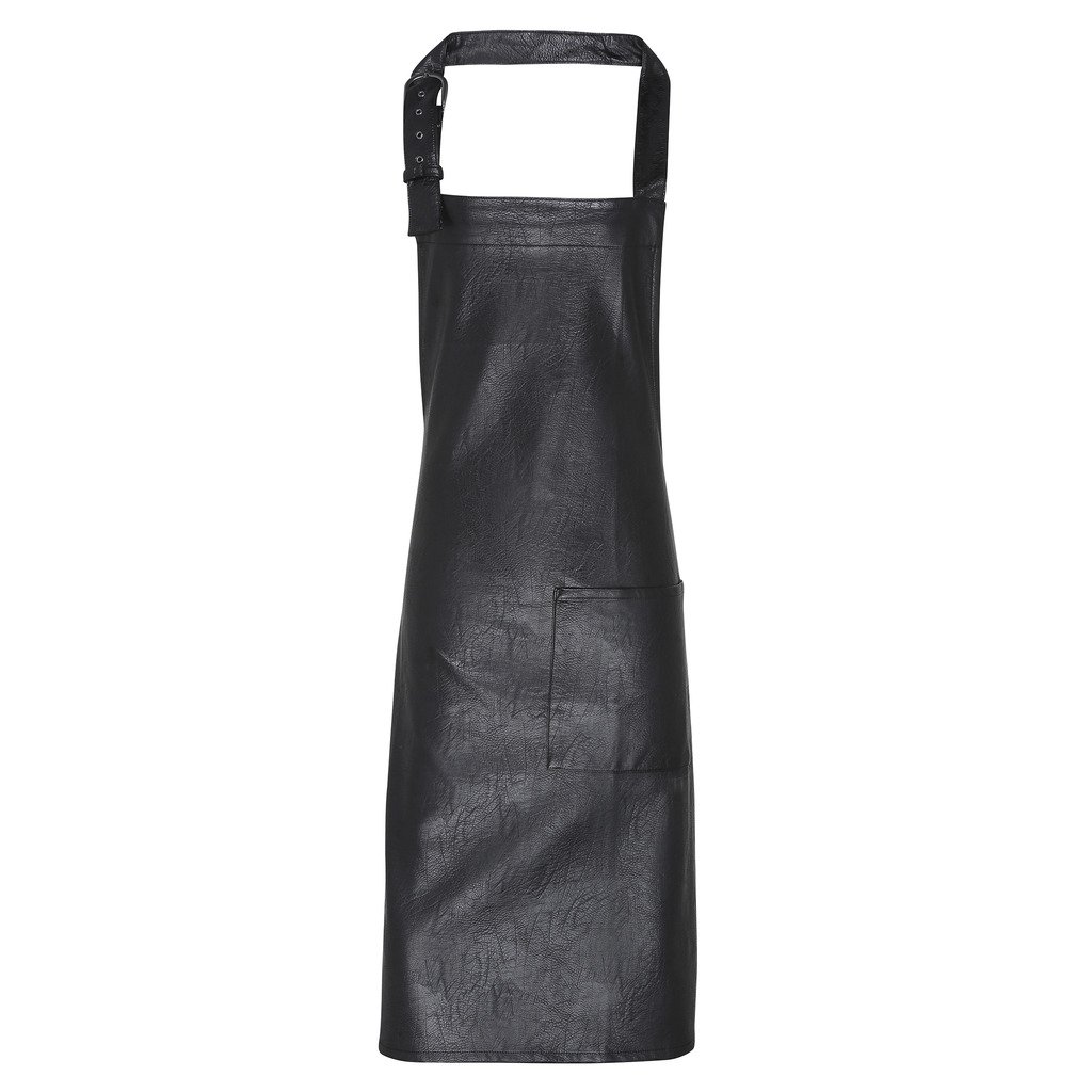 [P139-19995] Faux Leather Bib Apron (Sort)