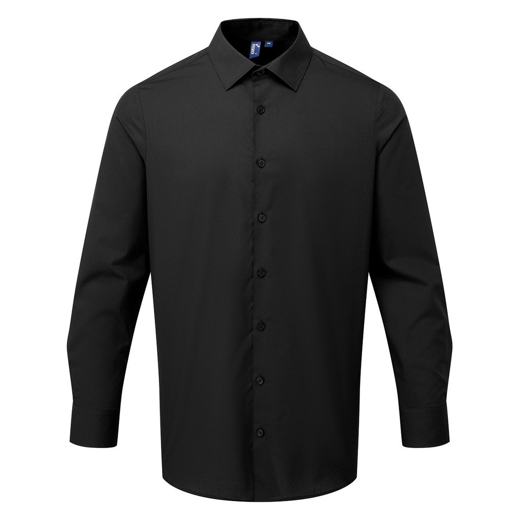 [P203-19952] Mens L/S Poplin Shirt (3XL, Sort)