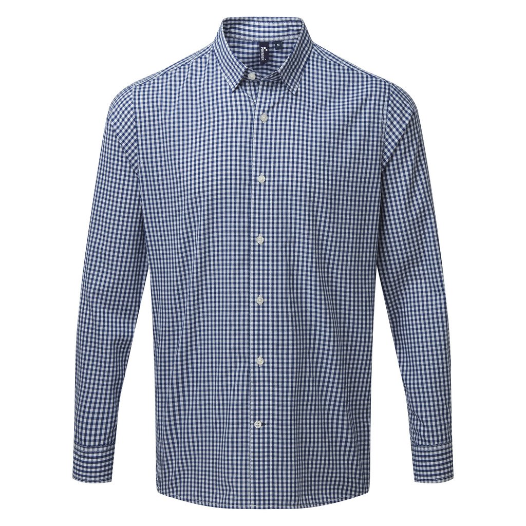 [P252-38052] Maxton Check Shirt L/S (H) (3XL, Marine/Hvit)