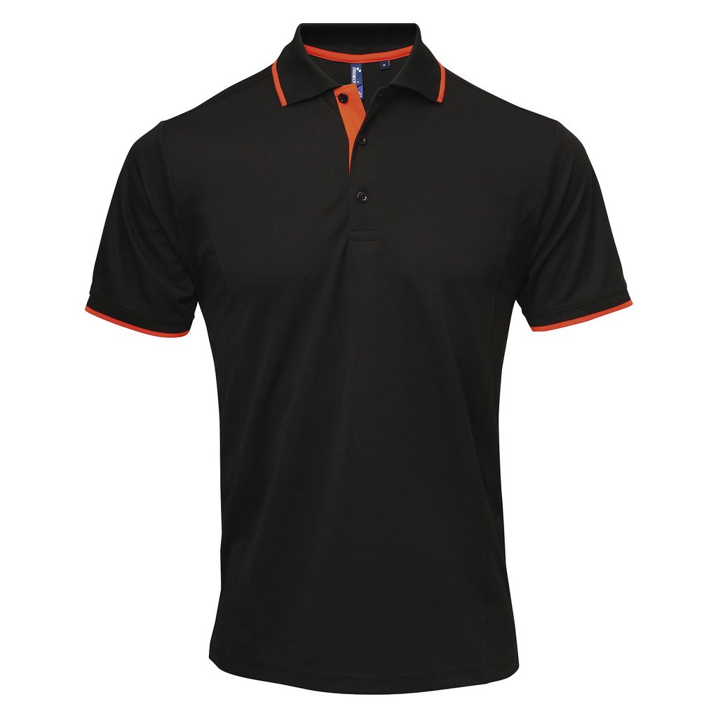 [P618-92052] Men's Contrast Polo (3XL, Sort/Safety Orange)