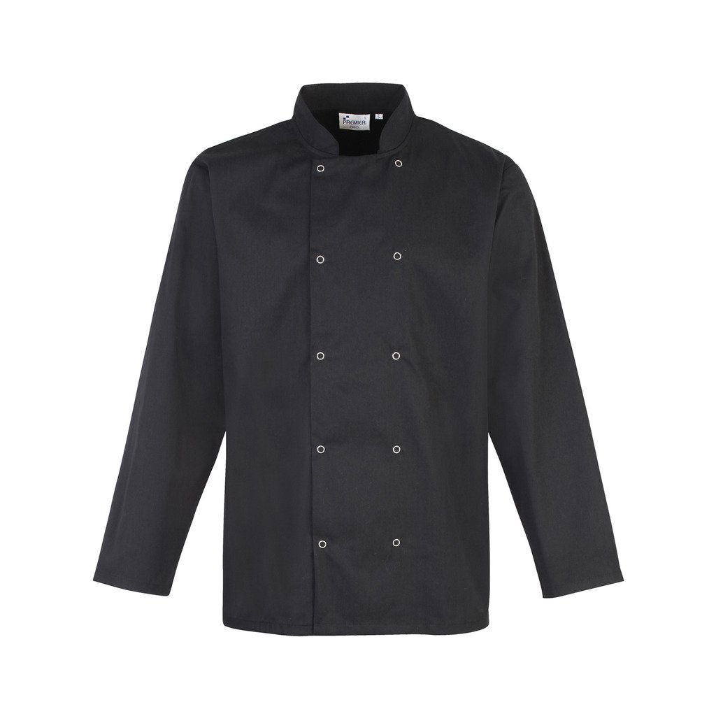 [P665-19952] Studded Front Chefs Jacket L/S (3XL, Sort)