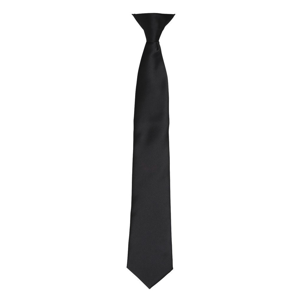 [P755-19995] Colours Satin Clip Tie (Sort)