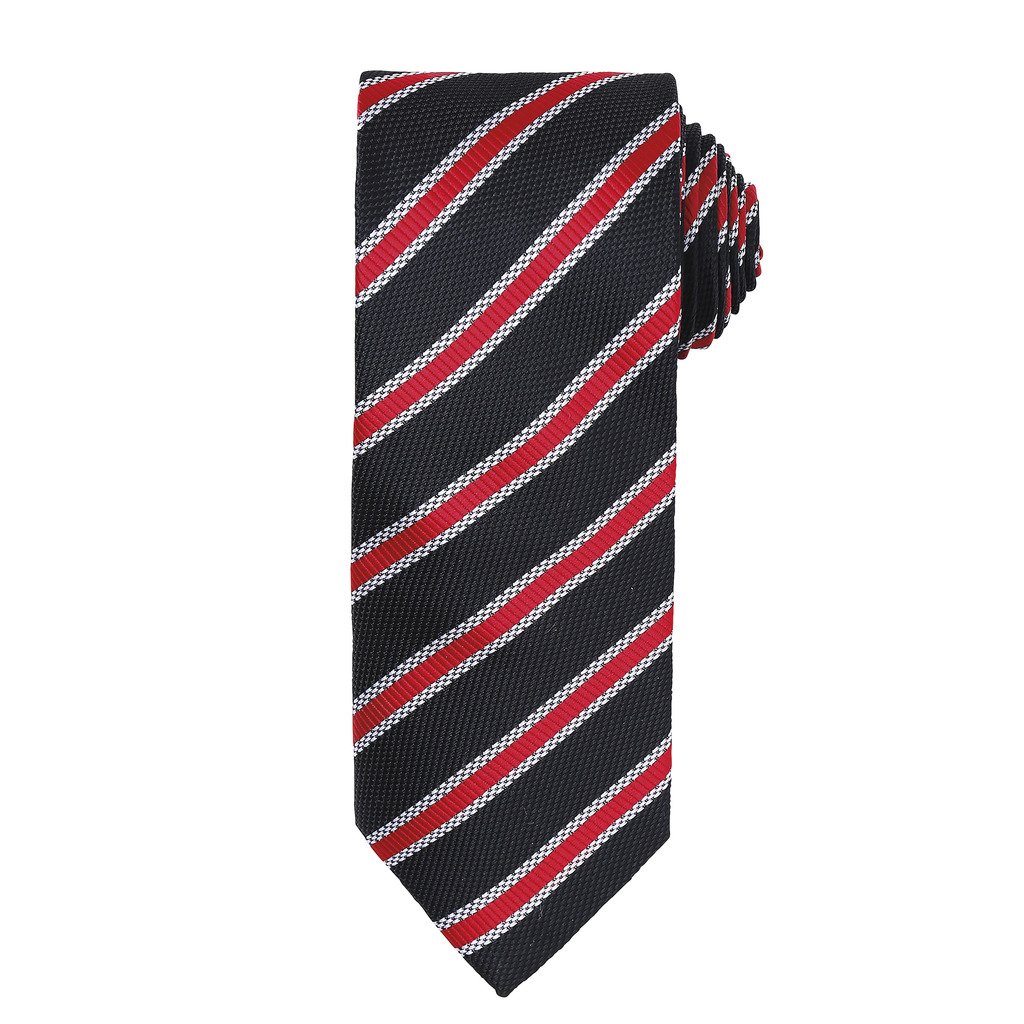 [P783-92195] Waffle Stripe Tie (Sort/Rød)