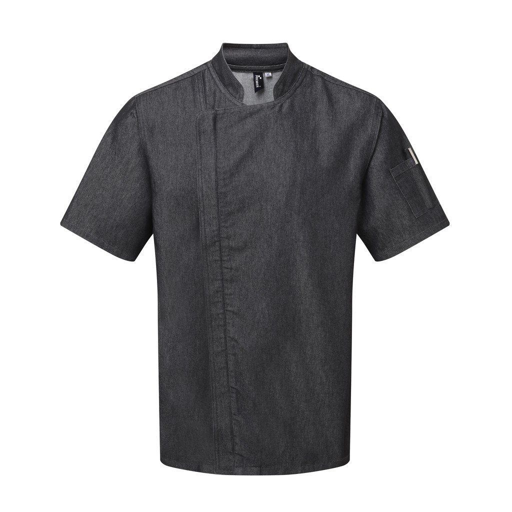 [P906-19746] Chefs Zip Close Jacket (L, Black Denim)
