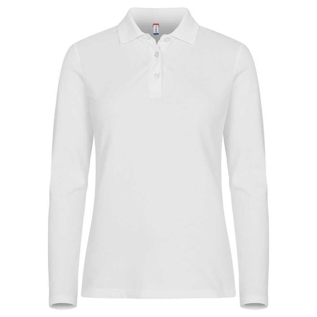 Stretch Premium Polo Lady L/S (L, White)